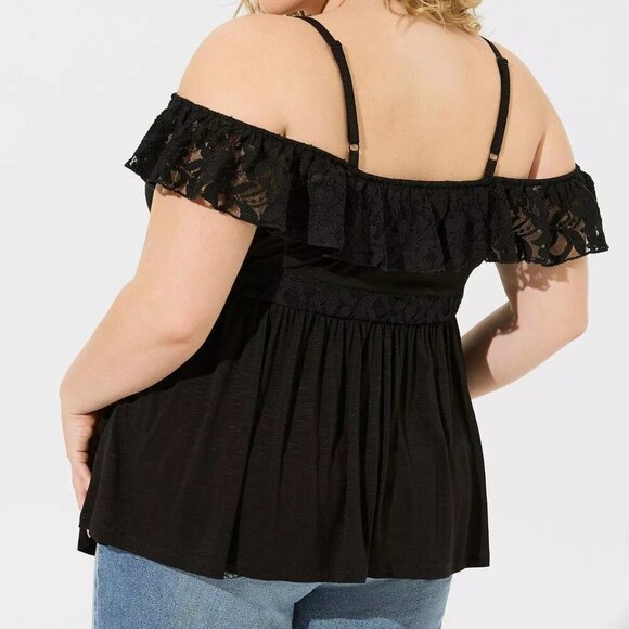 Torrid Deep Black Vintage Slub Corset Waist Babydoll Cami in Size 3 (22/24) - Picture 12 of 12